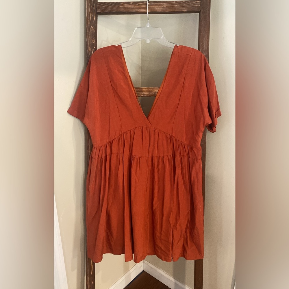 Amazon Women's Deep Orange V-Neck Blouse